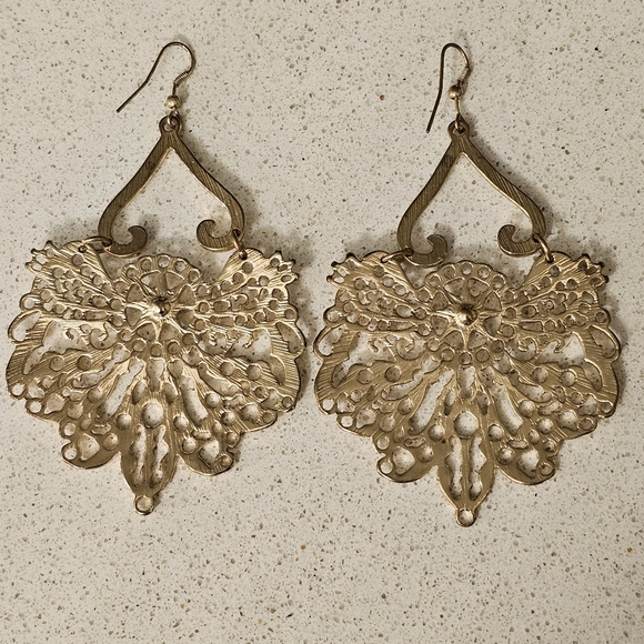 Bebe gold tone chandelier statement earrings - Picture 3 of 4